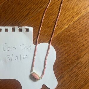 Kendra Scott rose quartz Beaded Elisa Necklace with Gold Details, like new!